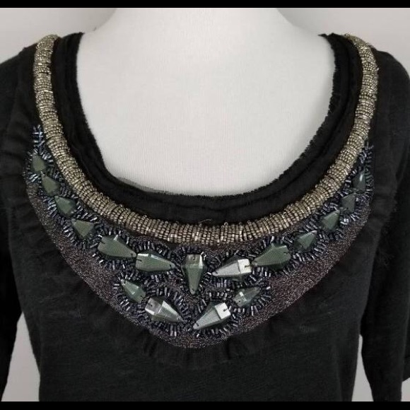 BNWT Anthropologie Deletta Beaded Neckline Shirt - Picture 2 of 7